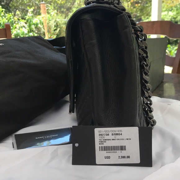 YSL HANDBAG MANG COLLEGE L W/ PONCHO NERO - Picture 6 of 8